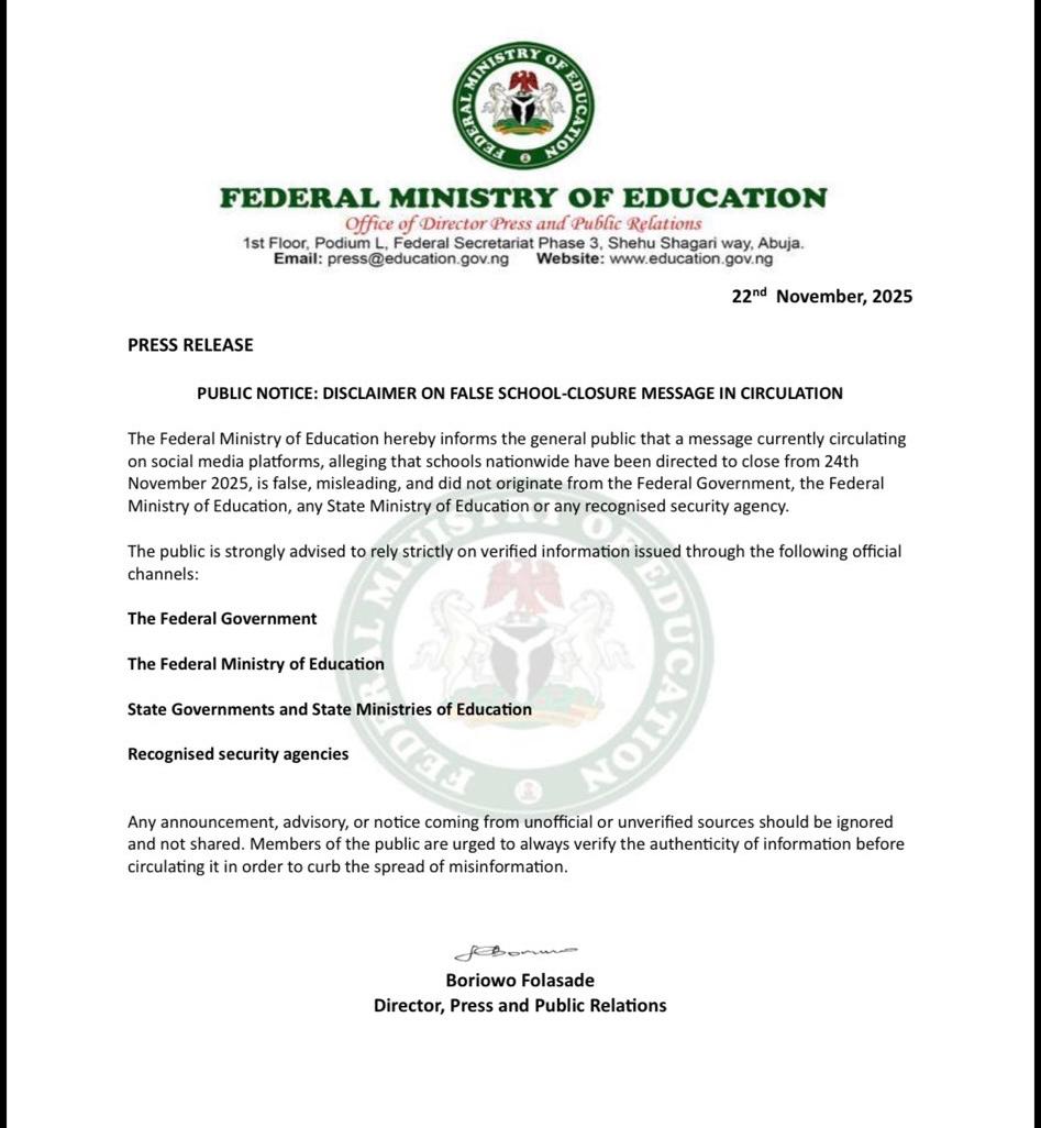 School abductions: FG denies nationwide closure of schools